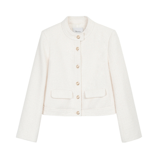 Maven Lin 精致贵感 高级法式小香风外套女气质立领短款毛呢上衣