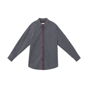 【黑胶唱片】CAREMIND复古老钱撞色肌理感衬衫宽松休闲开衫衬衣女