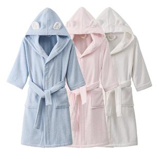 儿童浴袍斗篷纯棉毛巾料A类大童游泳洗澡浴衣全棉带帽吸水男女童