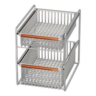 厨房下水槽抽拉式置物架柜下收纳多层储物架洗手台下拉篮分层架子