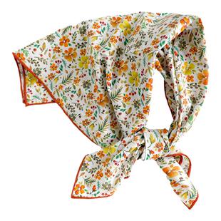 纯棉小方巾丝巾女春秋冬季护颈围脖法式儿童手帕装饰纱巾薄围巾60