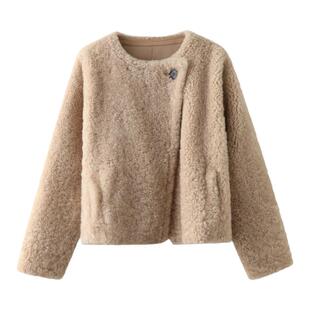 断码清仓不退换 进口LACOH拉贡皮毛一体及简气质显瘦短款皮草外套