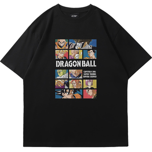 日系复古龙珠超级赛亚人卡通动漫短袖半袖衫个性宽松中性款T恤夏