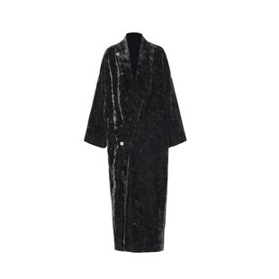 APOZi collection/牧人山海/新中式国风丝绒汉服黑色长款过膝大衣