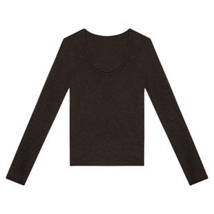 HONORE古月 卷边工艺 大U领显瘦 微修身剪裁自带垂坠感针织打底衫