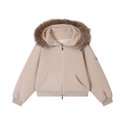 熙薇『酒红映月』2025冬季新款设计师短款连帽羽绒服H6906