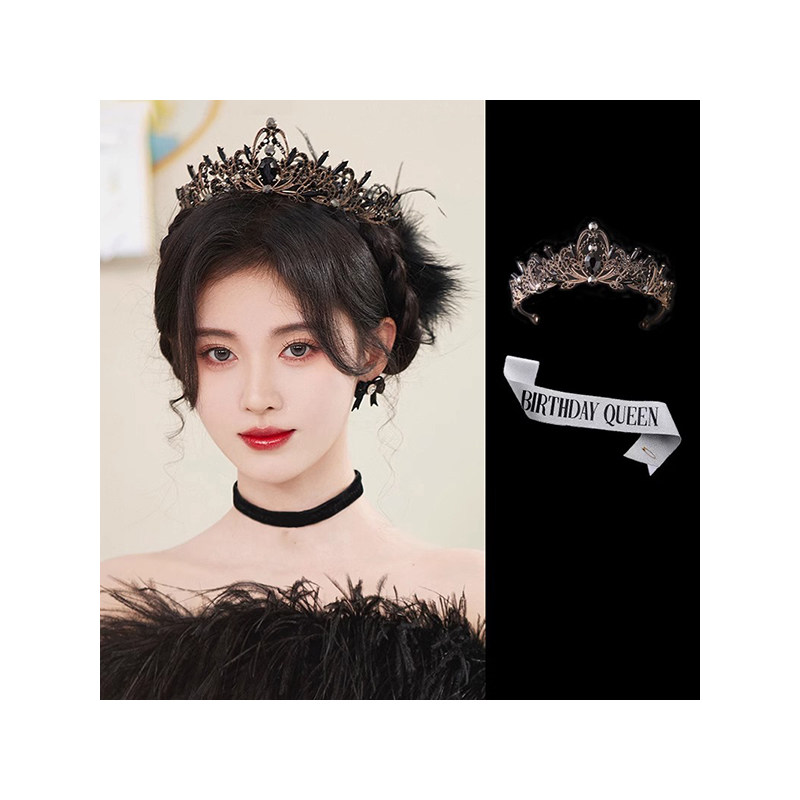 生日女派对装饰品皇冠发饰礼仪带birthday queen发箍网红拍照道具
