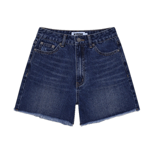 kirsh大樱桃夏季新款牛仔短裤高腰显瘦毛边设计感热裤a字百搭宽松