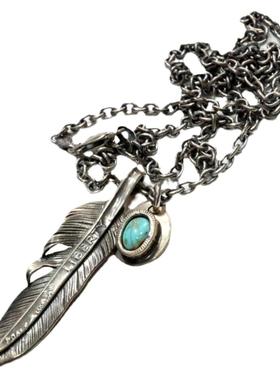 日本手工银饰时尚羽毛吊坠项链