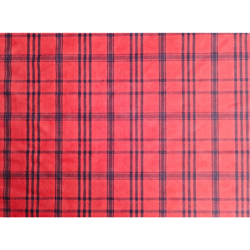 弹力格子麂皮绒印花布料服装面料