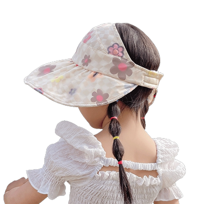 儿童空顶遮阳帽女童遮脸防紫外线户外防晒帽幼儿园户外太阳渔夫帽