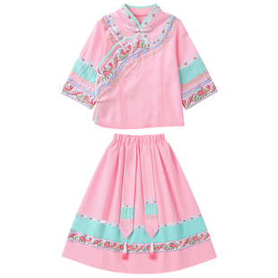 儿童民族服装壮族演出服广西女童三月三壮族苗族少数民族表演服装