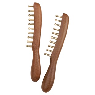 黄铜梳子头疗拨筋梳按摩梳头皮经络梳疏通头部大齿刮痧卷发眼部