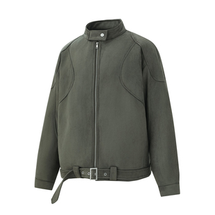 美式复古麂皮绒立领哈林顿夹克棉衣冬季加厚保暖百搭休闲棉服外套