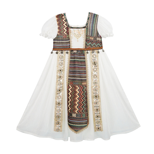 女童异域风连衣裙2025夏季薄款全程锦绣童汉服西域公主裙仙民族风