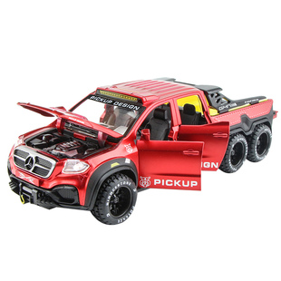 1:28奔驰X级皮卡汽车模型铝合金仿真收藏六轮大脚越野车玩具男生