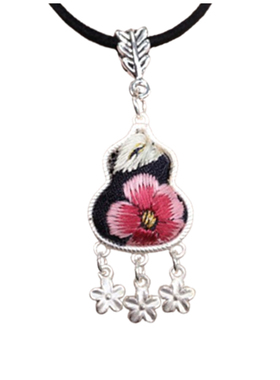 民族风刺绣老绣福禄葫芦吊坠项链