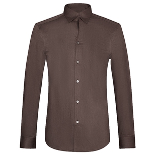 JODOLL乔顿男士修身长袖衬衫冰丝高端商务休闲职业净色一片领衬衣