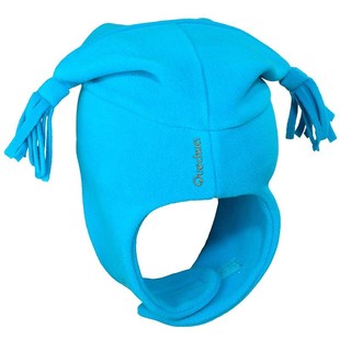 迪卡侬婴幼儿宝宝男孩女孩帽子户外运动保暖摇粒抓绒护耳羊角软帽