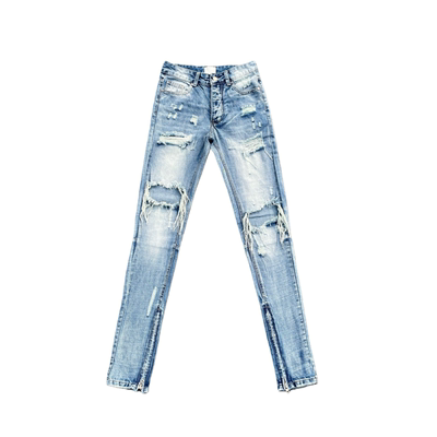 明亮叔出品4th破洞蓝牛高街男