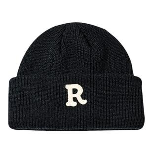 潮牌beanie冷帽韩国毛线帽秋冬字母百搭保暖冷帽大头围瓜皮帽针织