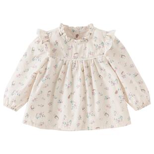 戴维贝拉女童碎花衬衫宝宝A类纯棉衬衣2026新款春装儿童洋气上衣