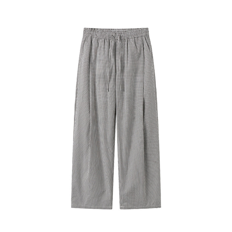 WHIMNOTION 26SS「松弛感神裤」打褶格纹长裤 宽松直筒休闲裤
