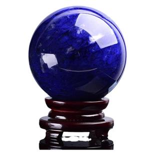 天然蓝色水晶球原石摆件客厅玄关家居装饰熔炼球书房工艺品礼品