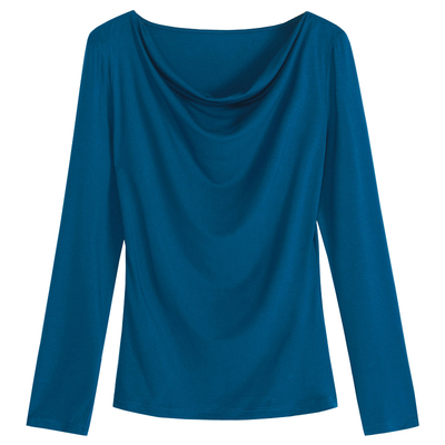 长袖宽松堆堆领莫代尔女不起球