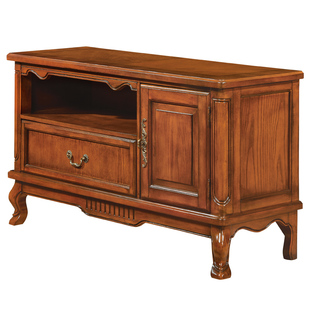 美式实木复古电视柜 简约欧式1.2米卧室小户型影视柜 多功能 高款