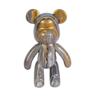 网红流体暴力熊白胚儿童手工DIY材料包上色小熊钥匙扣白坯摆件