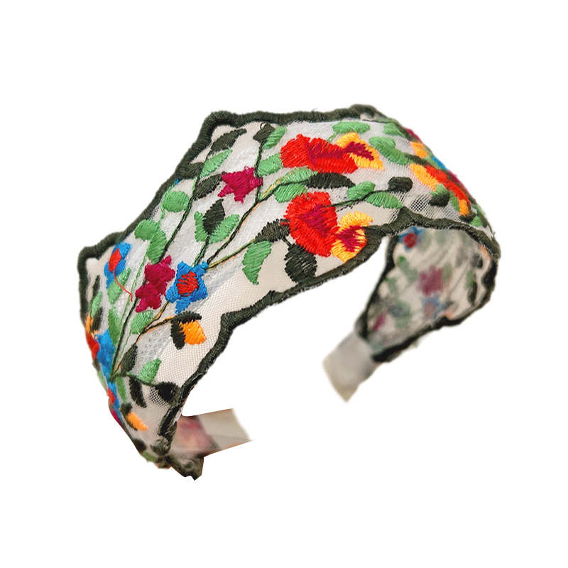 復(fù)古花朵刺繡發(fā)箍2025春夏新款民族風(fēng)寬邊頭箍高級感頭飾壓發(fā)發(fā)卡