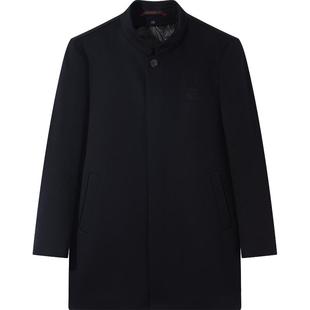 【中华立领】柒牌男士毛呢大衣冬季厚款可拆卸羽绒内胆含羊绒外套