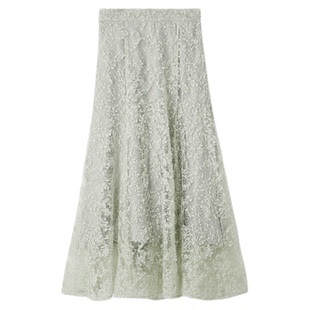 SNIDEL2025秋冬新品优雅百搭高腰蕾丝刺绣鱼尾半身裙SWFS254268