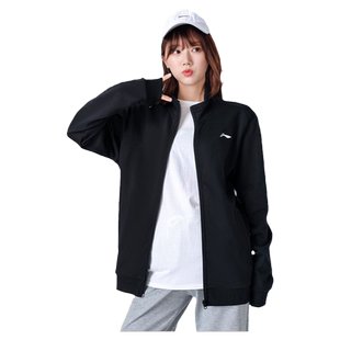 李宁卫衣女款开衫立领上衣秋季新款大码宽松休闲情侣外套运动服男