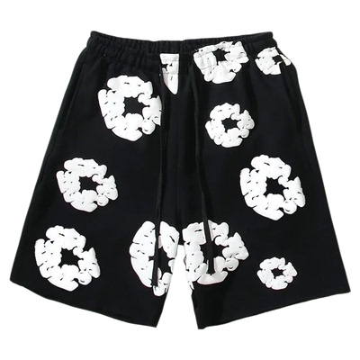 black shorts pants美式潮流印花宽松男士直筒篮球短裤运动裤男