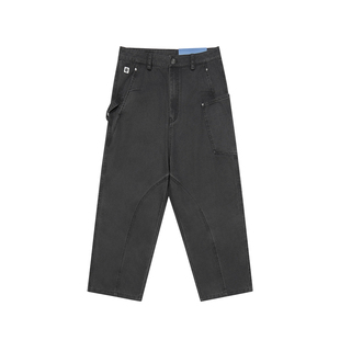 美国ELEMENT滑板休闲裤男宽松深灰复古水洗做旧分割线直筒工装裤