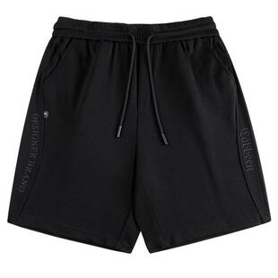 【弹力华夫格】卡宾凉感休闲短裤男春夏百搭休闲潮牌黑宽松五分裤