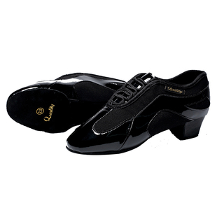 FocusDance香港焦点舞鞋漆皮拼牛津黑色超轻平底教师鞋男女同款