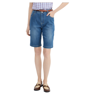 波顿女士2025春夏新款浅蓝色牛仔短裤高端美式休闲裤子