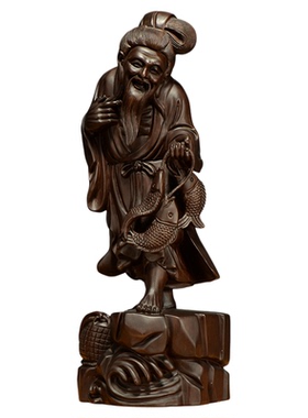 匠心雕刻姜太公黑檀木中式