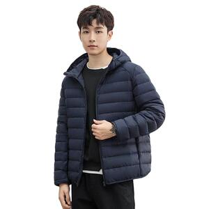 鸭鸭轻薄羽绒服男士2024冬季新品宽松简约连帽短款鸭绒外套潮J