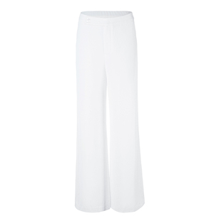 名师路休闲阔腿裤秋季新款微弹白色长裤子女商务中腰简约百搭