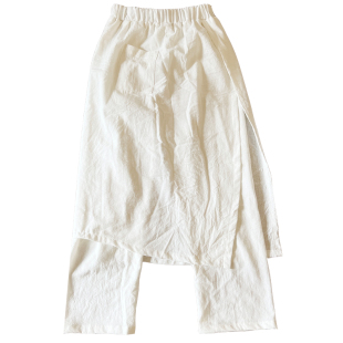 韩版女童棉麻假两件宽松白色裙裤女孩森系透气九分裤2026夏季新款