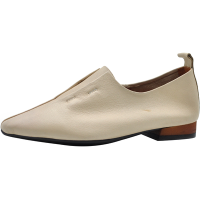 阿木尖头奶奶鞋软底真皮女单鞋