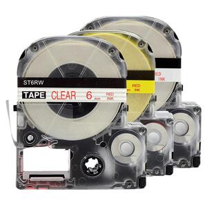 适用锦宫标签色带白底红字12mm9贴普乐SR230CH530C/550/3900/5900贴纸爱普生K400/600P/700/Z900/1000P标签带