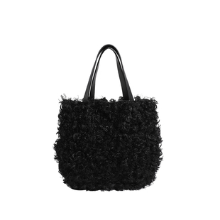 秋冬毛绒包包女复古水桶包2025女式简约手拎包韩版通勤手提毛毛包