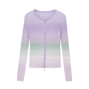 谷邦渐变色针织开衫女2025秋季新款时尚设计感气质长袖休闲上衣