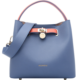 红谷女包包新款包包牛皮大包简约百搭单肩包斜挎包大容量水桶包包