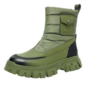 马克华菲马丁靴男棉鞋男款冬季男鞋加绒男士靴子军战靴绿色雪地靴